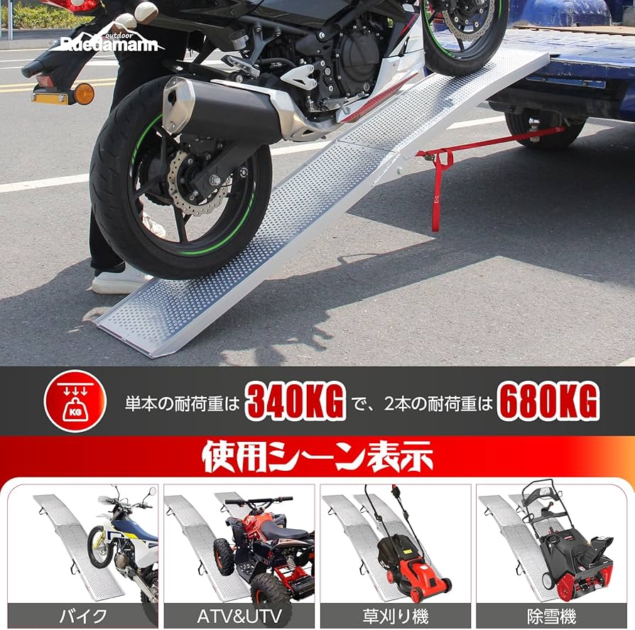 Amazon.co.jp: Ruedamann バイク ラダーレール 長さ215cm 幅28cm 耐